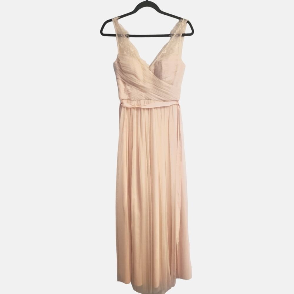 BHLDN Hitherto Fleur Blush Lace Maxi Bridesmaid Dress Size 0
